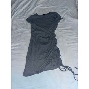 Shein Petite Gray Ruched Drawstring Bodycon T-Shirt‎ Dress